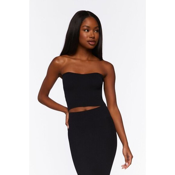 NWT Forever 21 Sweater-Knit Tube Top in Black‎ - Size medium - Picture 1 of 7